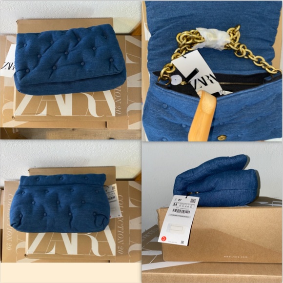 Zara Quilted Denim Shoulder Bag NWT - Picture 16 of 16